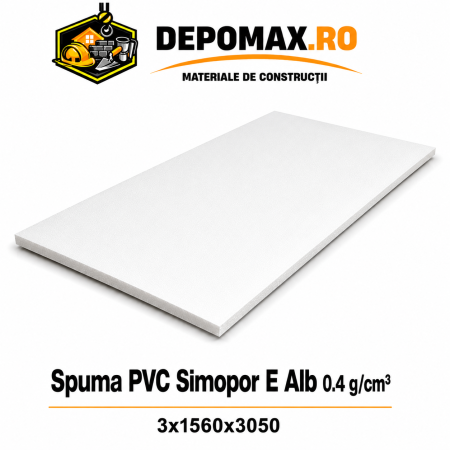Placa rigida PVC Simopor E Alb 0.4 g/cm3, 3x1560x3050 mm